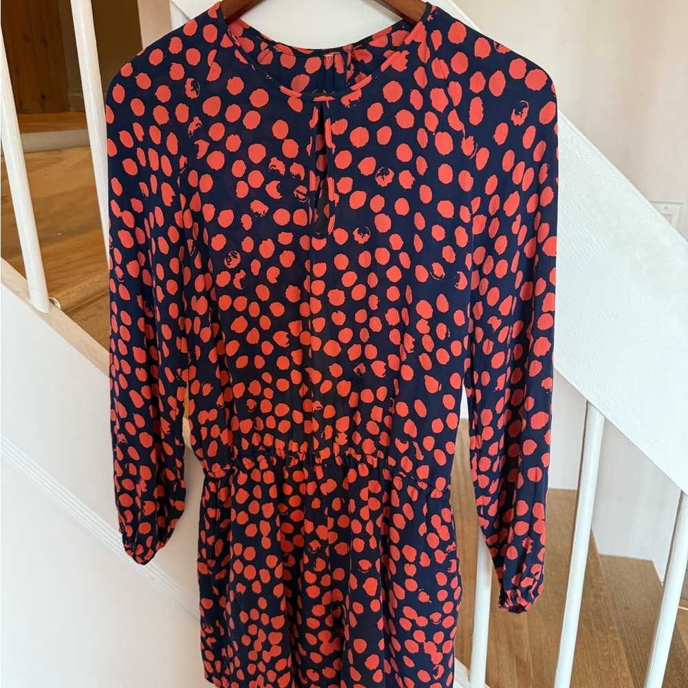 Rebecca Minkoff silk Navy and Red Polka Dot Romper